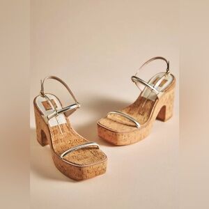 Dolce Vita Silver Strappy Cork Platforms – Elegant & Chic Sandals new